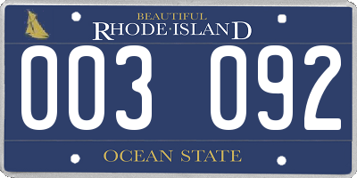 RI license plate 003092