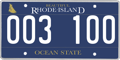 RI license plate 003100