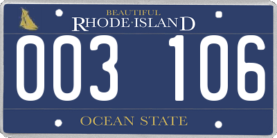 RI license plate 003106