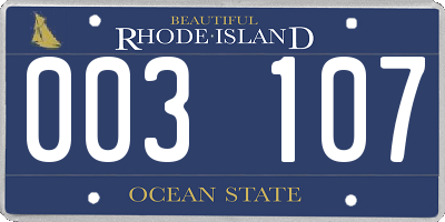 RI license plate 003107