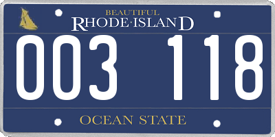 RI license plate 003118