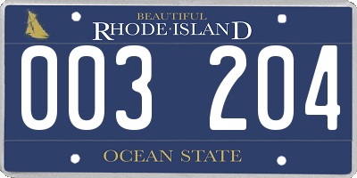 RI license plate 003204
