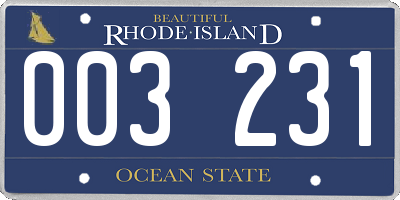 RI license plate 003231