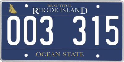 RI license plate 003315