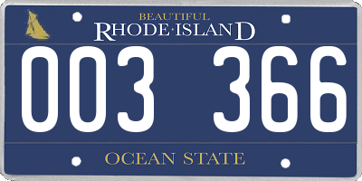 RI license plate 003366