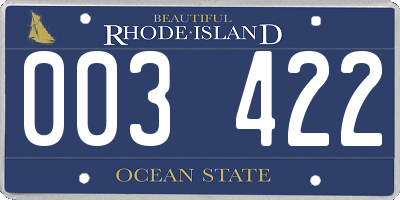 RI license plate 003422