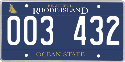 RI license plate 003432