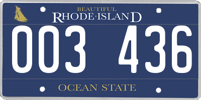 RI license plate 003436