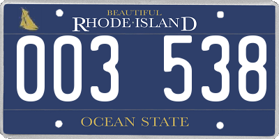 RI license plate 003538