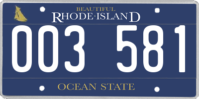 RI license plate 003581