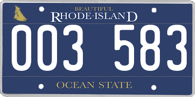 RI license plate 003583