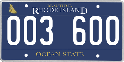 RI license plate 003600