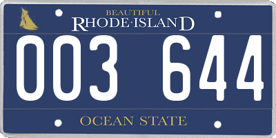 RI license plate 003644