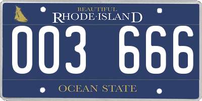 RI license plate 003666