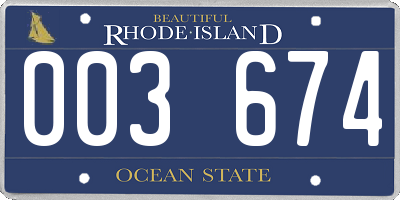 RI license plate 003674