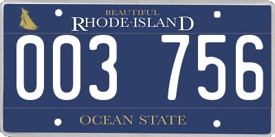 RI license plate 003756