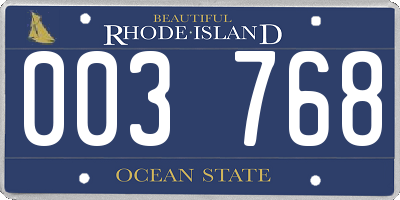 RI license plate 003768