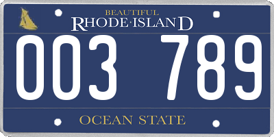 RI license plate 003789