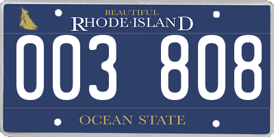 RI license plate 003808