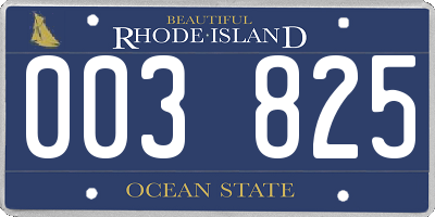 RI license plate 003825