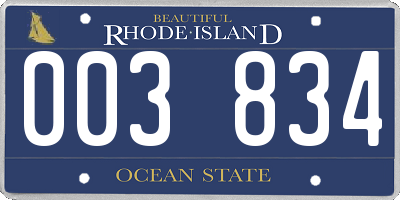 RI license plate 003834