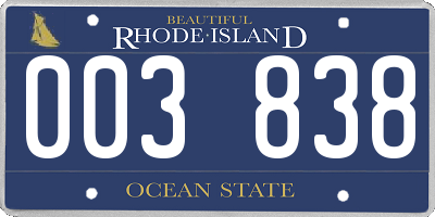 RI license plate 003838