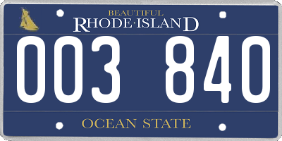 RI license plate 003840
