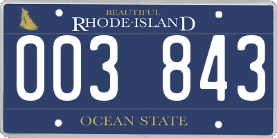 RI license plate 003843