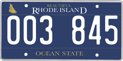 RI license plate 003845