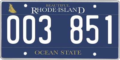 RI license plate 003851