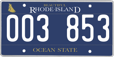 RI license plate 003853