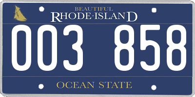 RI license plate 003858