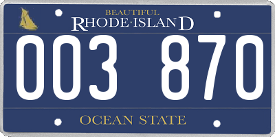 RI license plate 003870