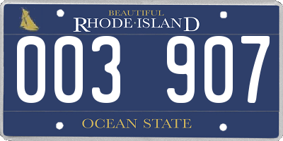 RI license plate 003907