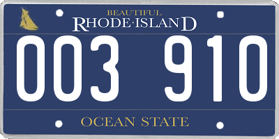 RI license plate 003910