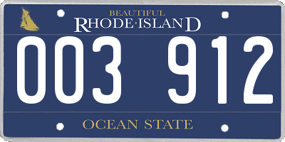 RI license plate 003912