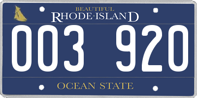 RI license plate 003920