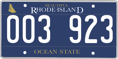 RI license plate 003923