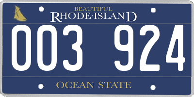 RI license plate 003924
