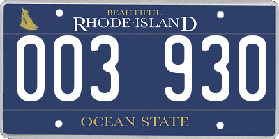 RI license plate 003930