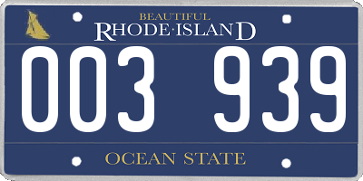 RI license plate 003939