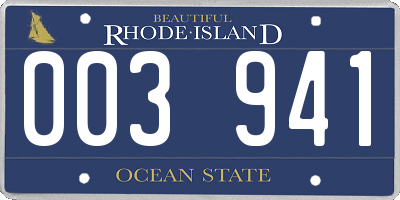 RI license plate 003941