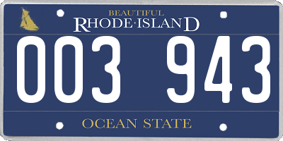 RI license plate 003943