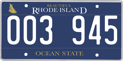 RI license plate 003945