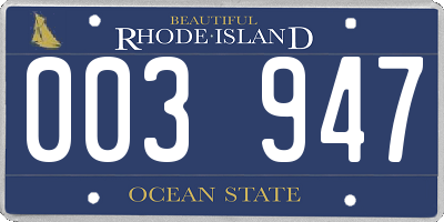 RI license plate 003947