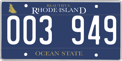 RI license plate 003949