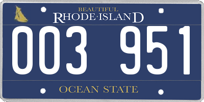 RI license plate 003951