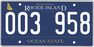 RI license plate 003958