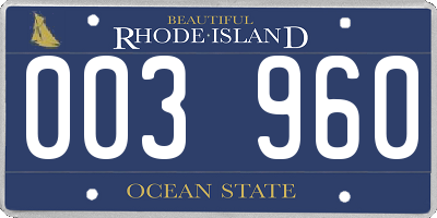 RI license plate 003960