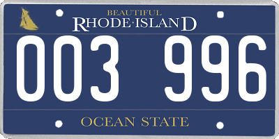 RI license plate 003996
